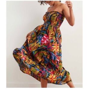 Aerie Colorful Tropical Smocked Dress